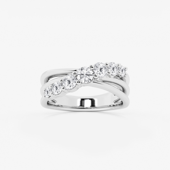 1 ctw Round Lab Grown Diamond Seven-Stone Crossover Fashion Band