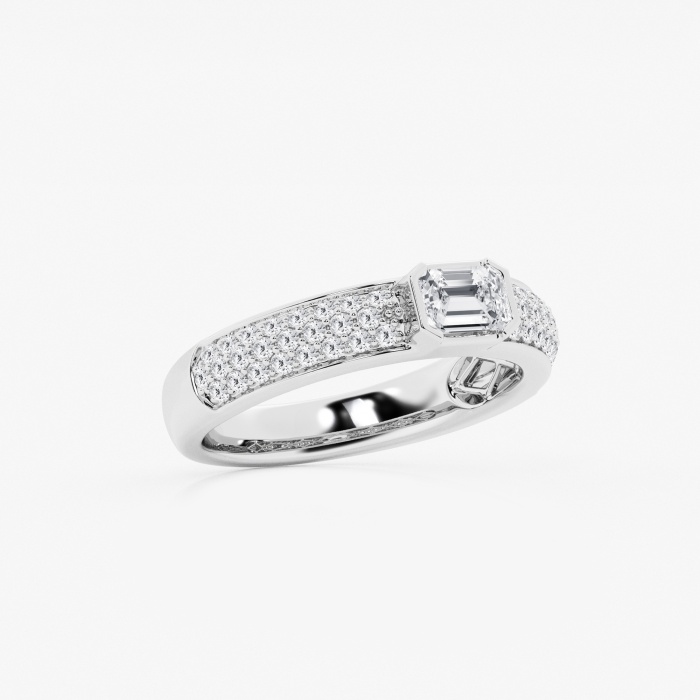 1 ctw Emerald Lab Grown Diamond Bezel Set Pave Fashion Band