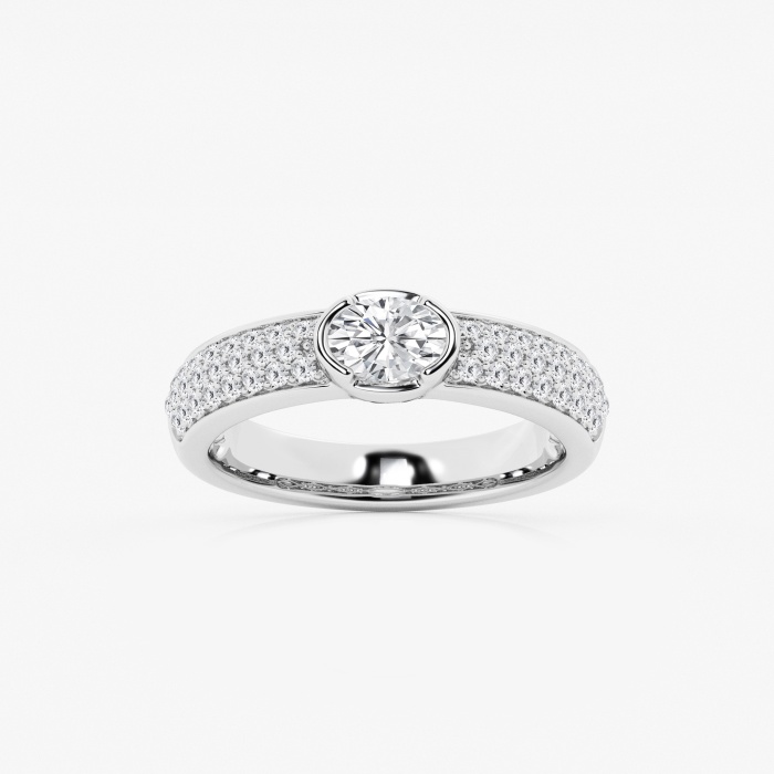 1 ctw Oval Lab Grown Diamond Bezel Set Pave Fashion Band