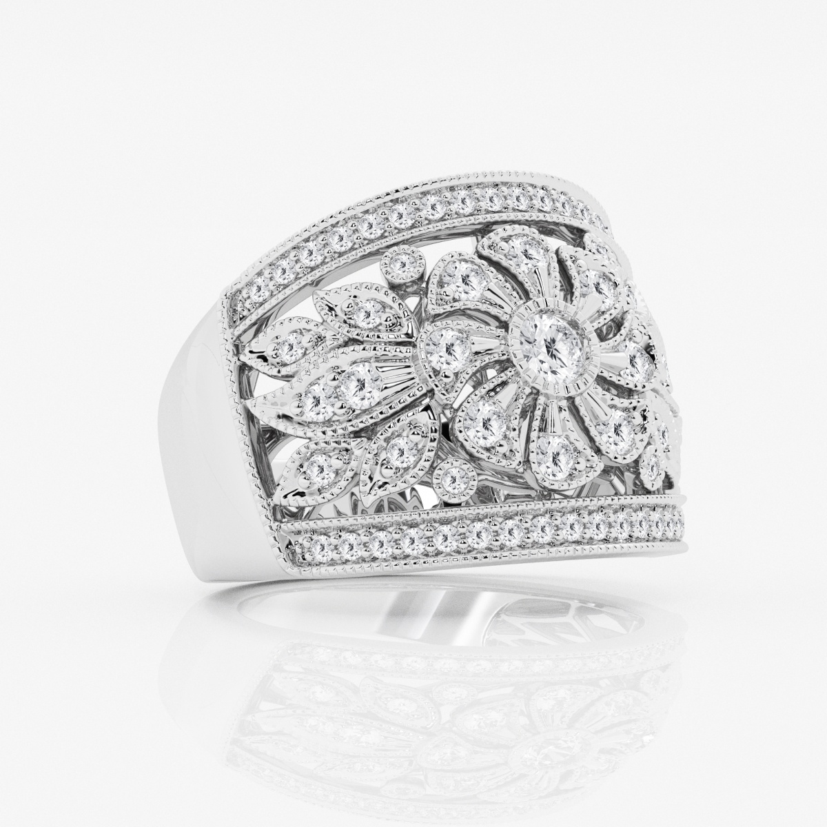 Additional Image 1 for  1 ctw Round Lab Grown Diamond Art Deco Wide Fashion Band