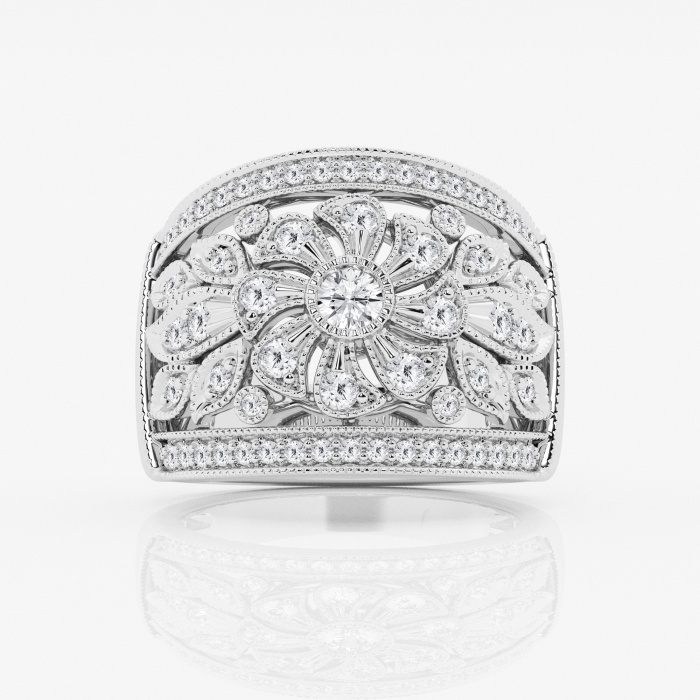 1 ctw Round Lab Grown Diamond Art Deco Wide Fashion Band