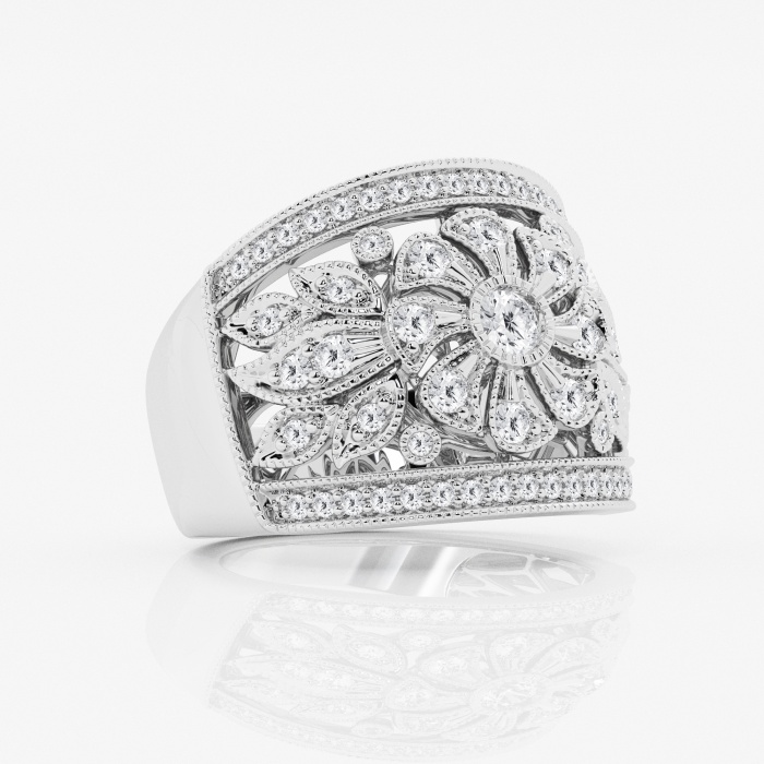 1 ctw Round Lab Grown Diamond Art Deco Wide Fashion Band