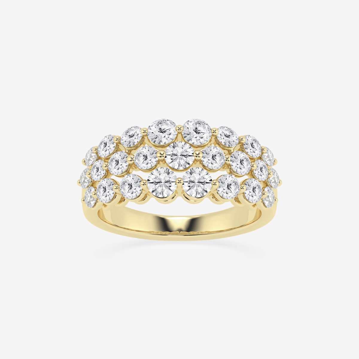 1 1/2 ctw Round Lab Grown Diamond Floating Three Row Fashion Band