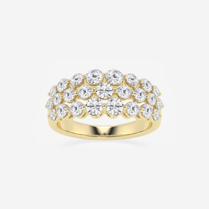 1 1/2 ctw Round Lab Grown Diamond Floating Three Row Fashion Band