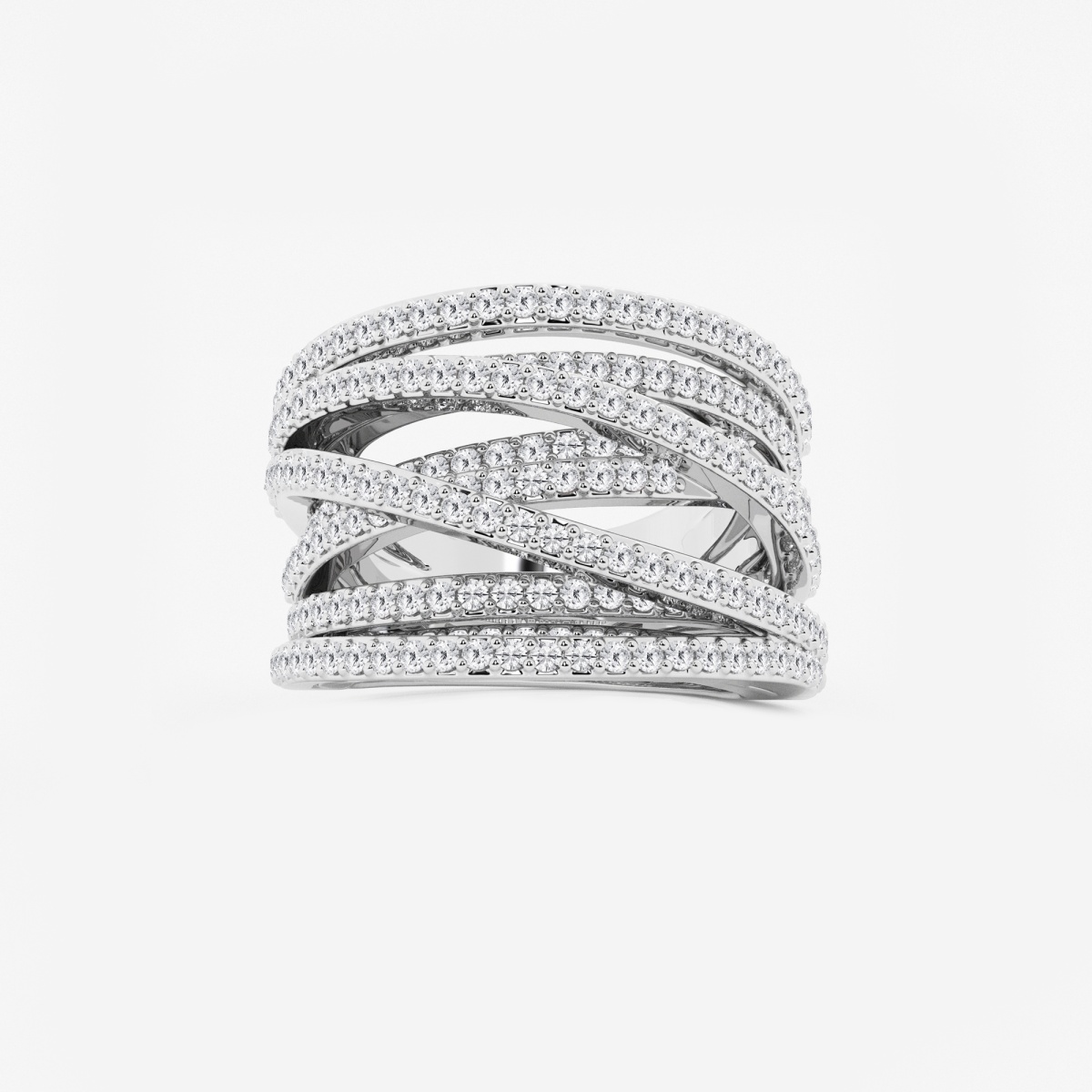 2 1/2 ctw Round Lab Grown Diamond Abstract Crossover Wide Fashion Band