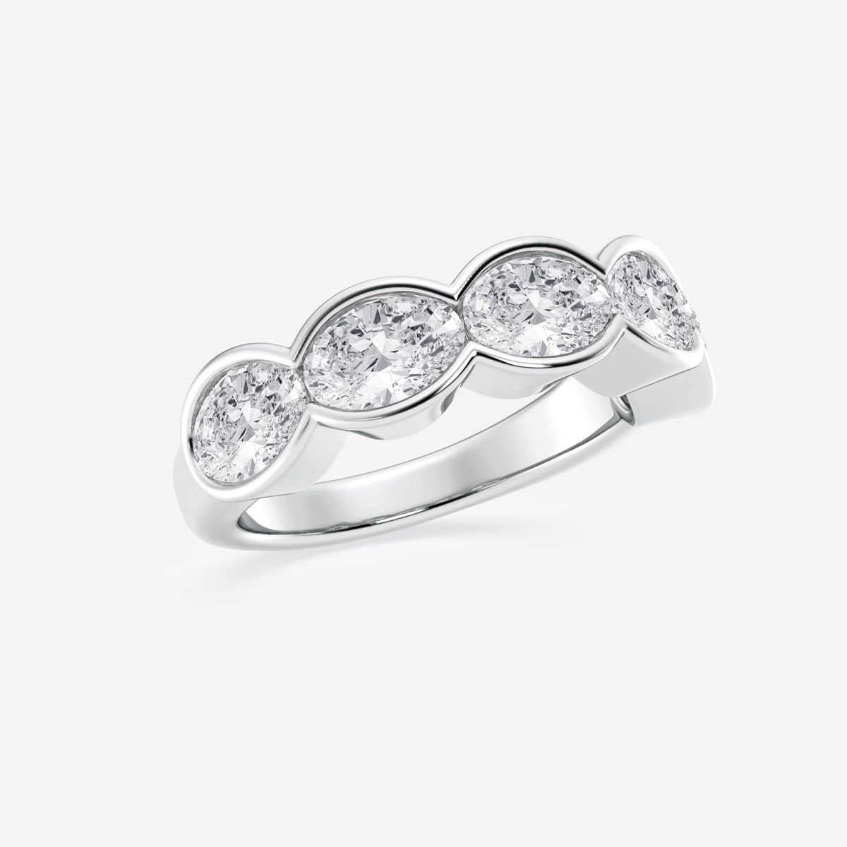Additional Image 1 for  3 ctw Oval Lab Grown Diamond Half Bezel Five Stone Anniversary Band
