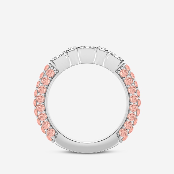 5/8 ctw Emerald & Round Lab Grown Diamond Rollover Fashion Band with 1.8 mm Pink Sapphire Side Stones