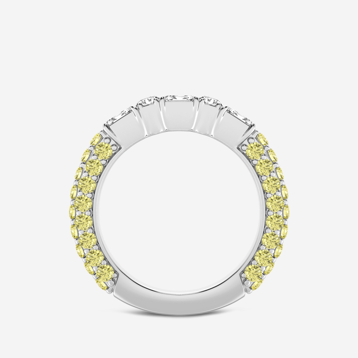 Additional Image 1 for  5/8 ctw Emerald & Round Lab Grown Diamond Rollover Fashion Band with 1.8 mm Yellow Sapphire Side Stones