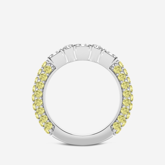 5/8 ctw Emerald & Round Lab Grown Diamond Rollover Fashion Band with 1.8 mm Yellow Sapphire Side Stones