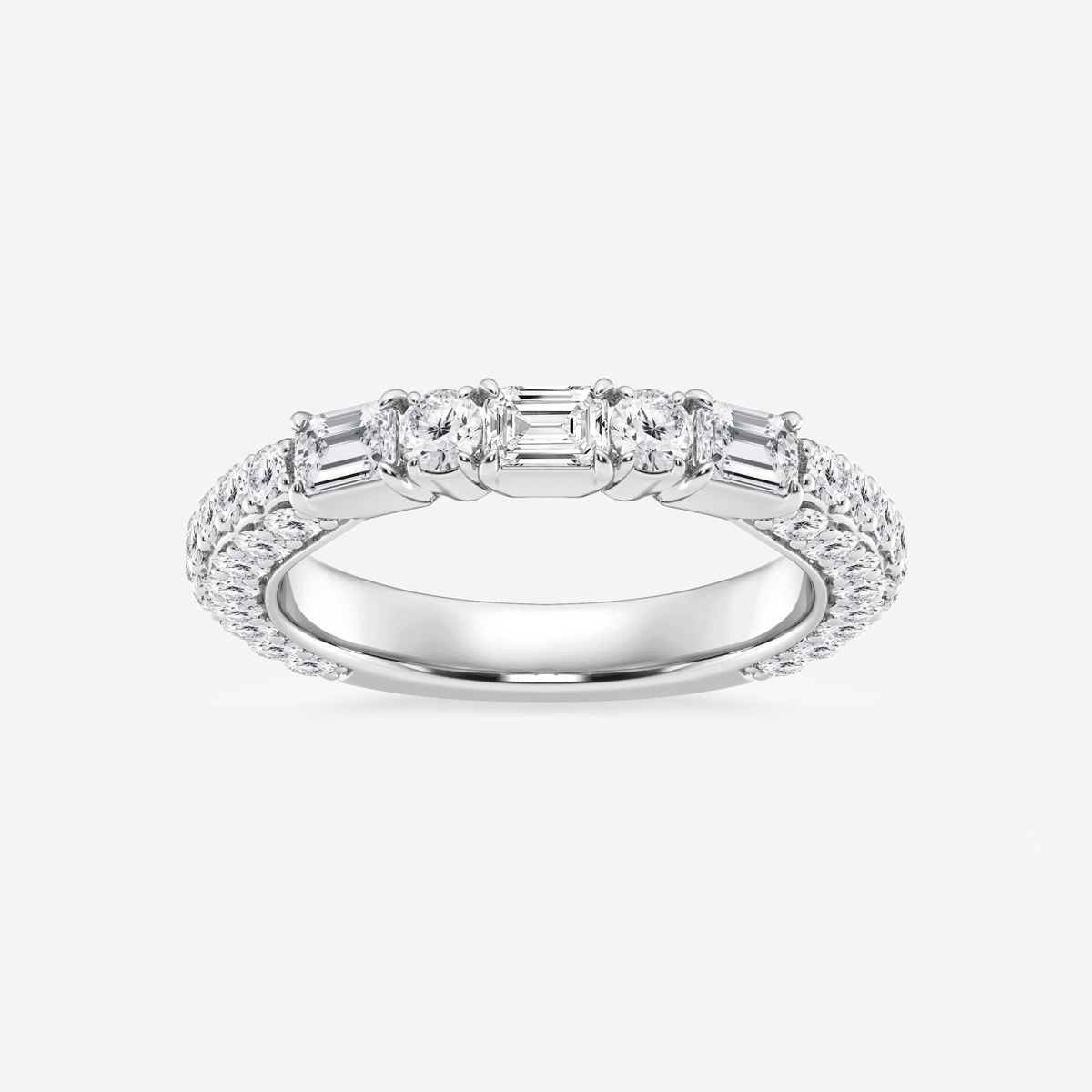 2 ctw Emerald & Round Lab Grown Diamond Rollover Fashion Band
