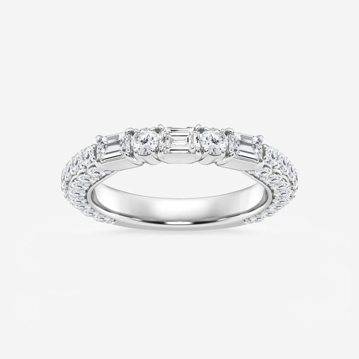2 ctw Emerald & Round Lab Grown Diamond Rollover Fashion Band