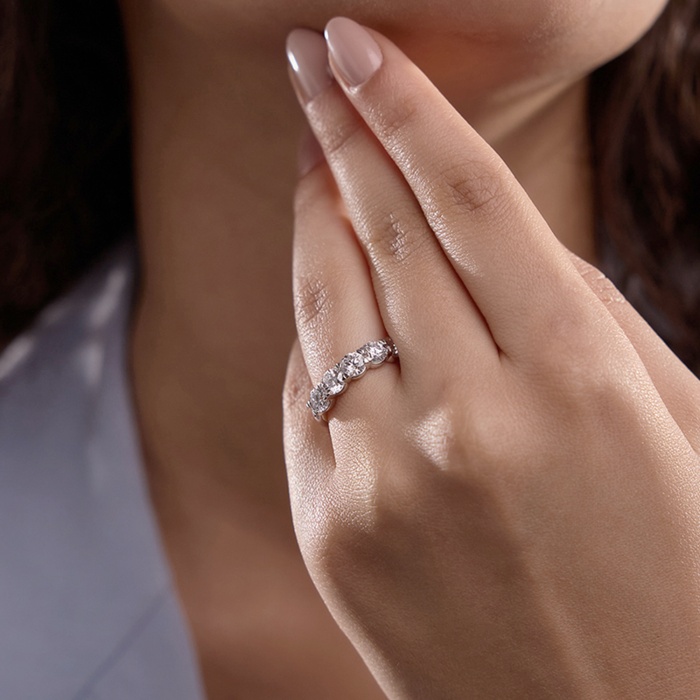 1 ctw Cushion Lab Grown Diamond Five-Stone Anniversary Band