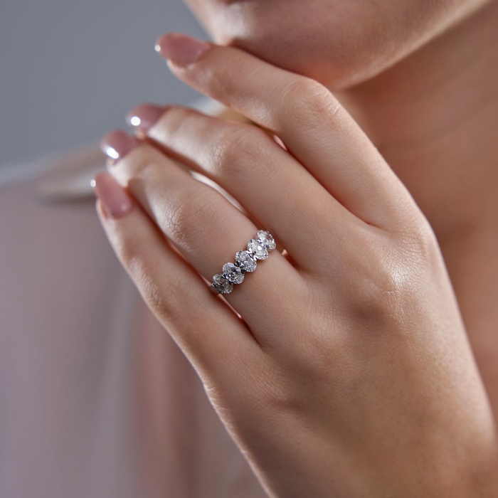 1 ctw Oval Lab Grown Diamond Five-Stone Anniversary Band