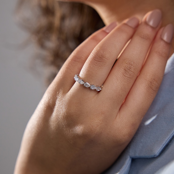 1 ctw Pear Lab Grown Diamond Floating Anniversary Band