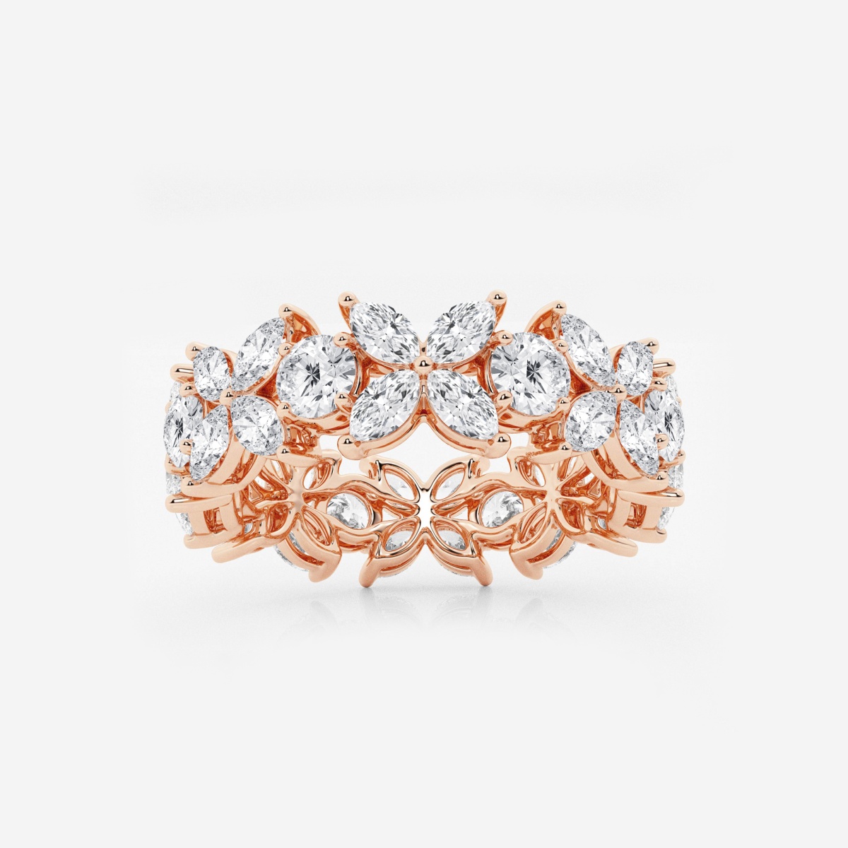 3 ctw Marquise and Round Lab Grown Diamond Flower Eternity Band - 6.8mm Width