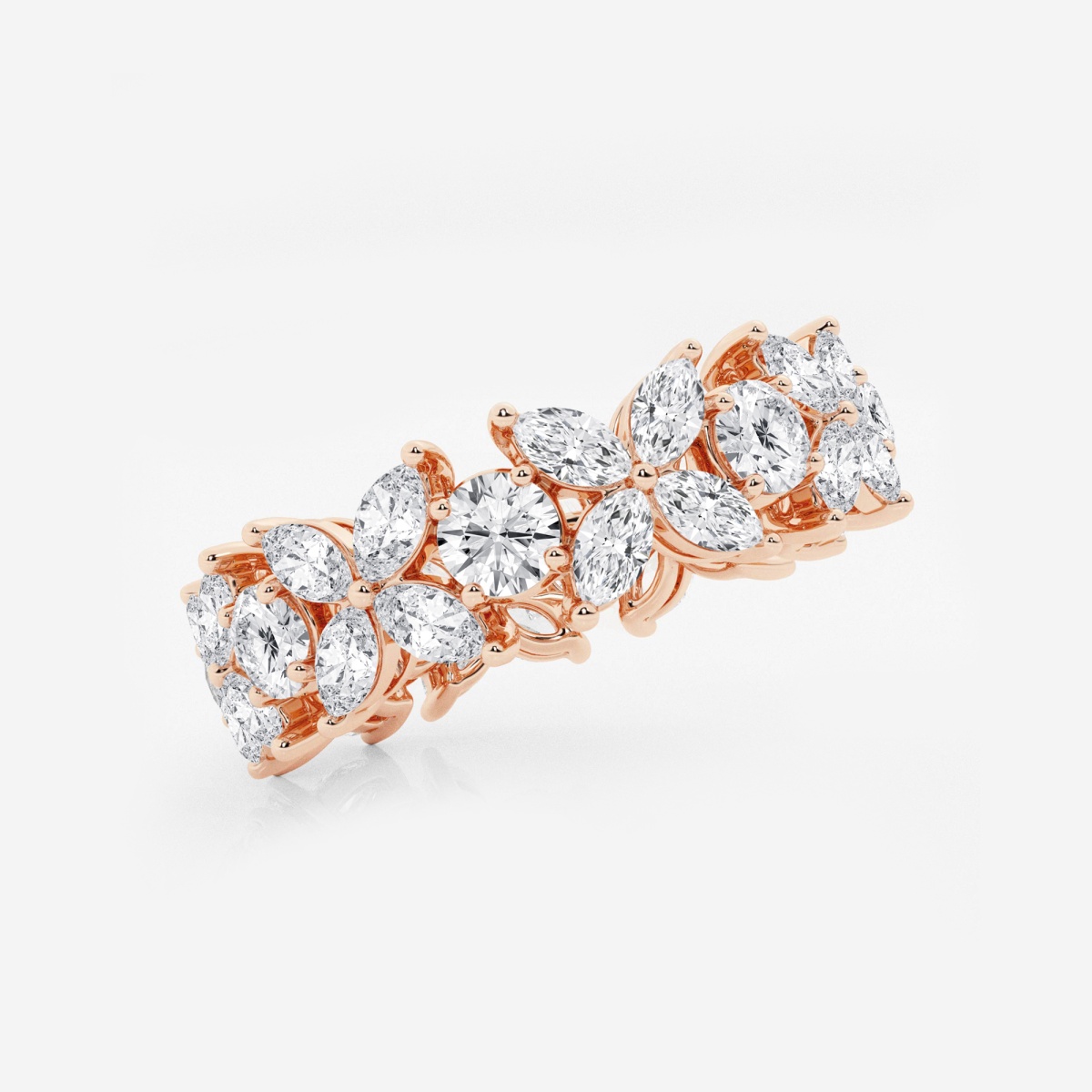 Additional Image 1 for  3 ctw Marquise and Round Lab Grown Diamond Flower Eternity Band - 6.8mm Width
