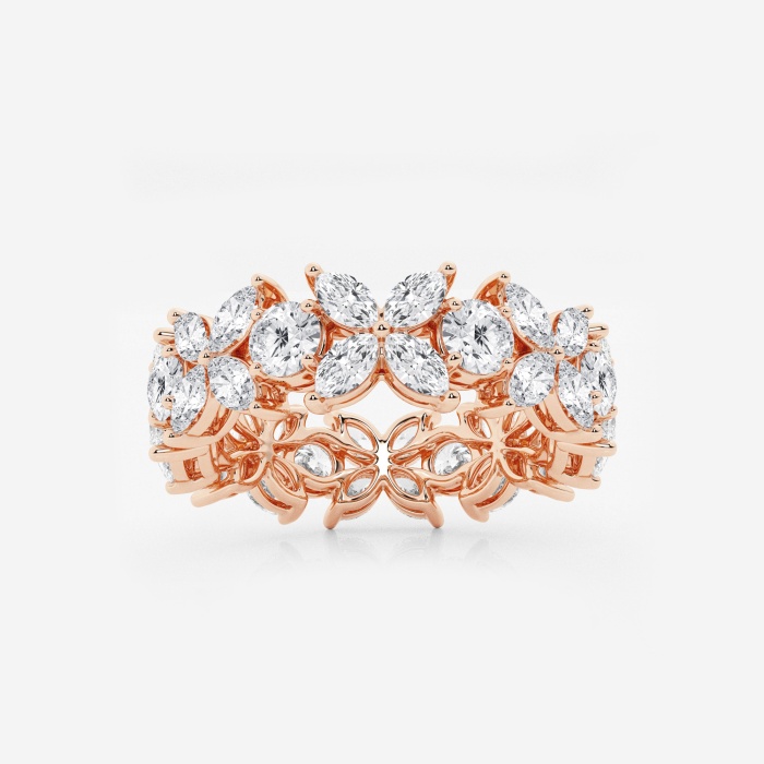 3 ctw Marquise and Round Lab Grown Diamond Flower Eternity Band - 6.8mm Width
