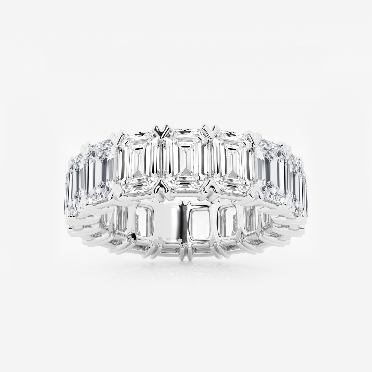 10 ctw Emerald Lab Grown Diamond V-Prong Eternity Band - 5.6mm Width
