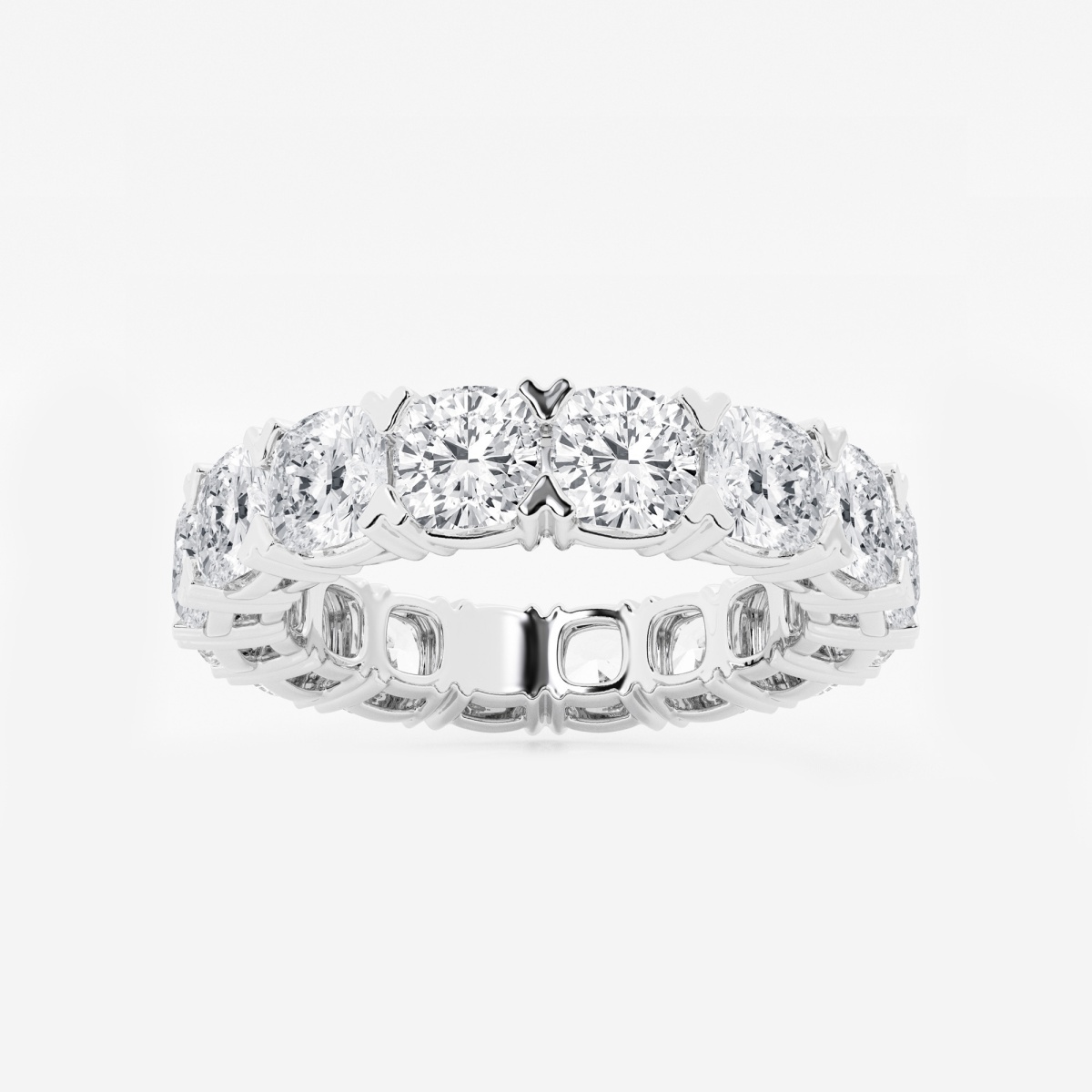 7 ctw Cushion Lab Grown Diamond V-Prong Eternity Band - 4.3mm Width