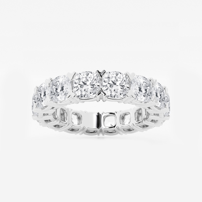 7 ctw Cushion Lab Grown Diamond V-Prong Eternity Band - 4.3mm Width