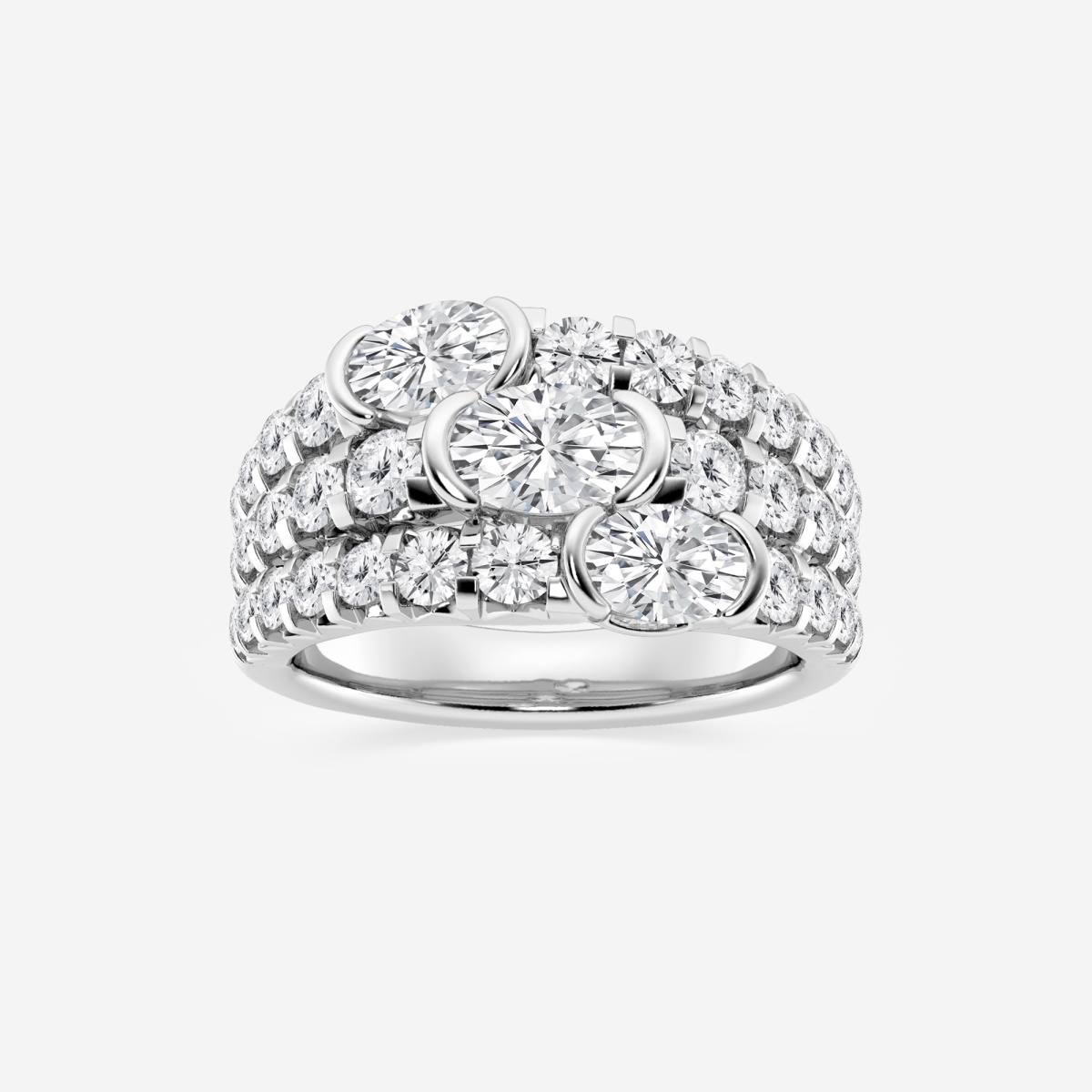 3 ctw Oval Lab Grown Diamond Three Row Fashion Band