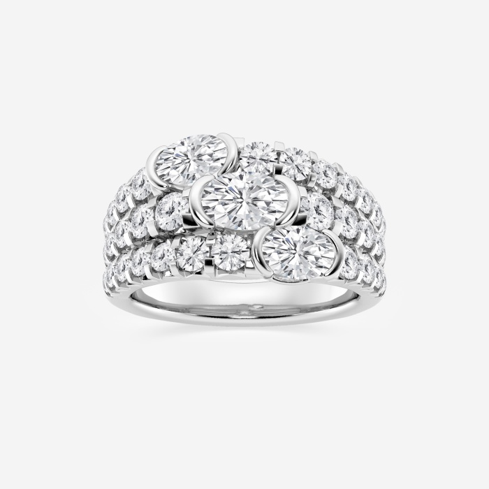 3 ctw Oval Lab Grown Diamond Three Row Fashion Band