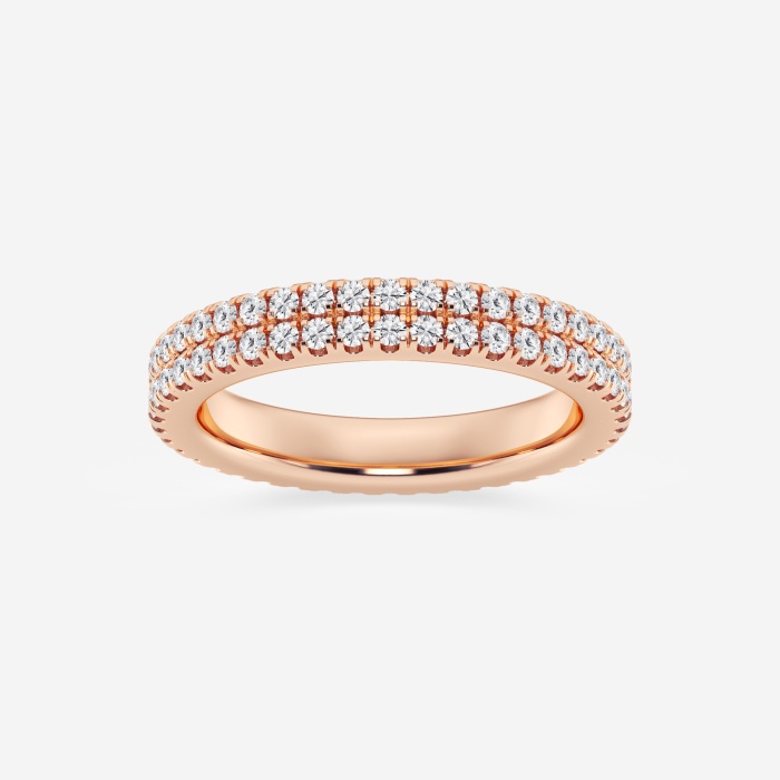 1 ctw Round Lab Grown Diamond Petite Two Row Micro Pave Eternity Band - 3.1mm Width