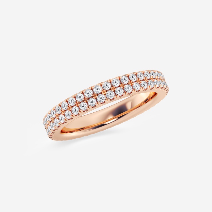 1 ctw Round Lab Grown Diamond Petite Two Row Micro Pave Eternity Band - 3.1mm Width