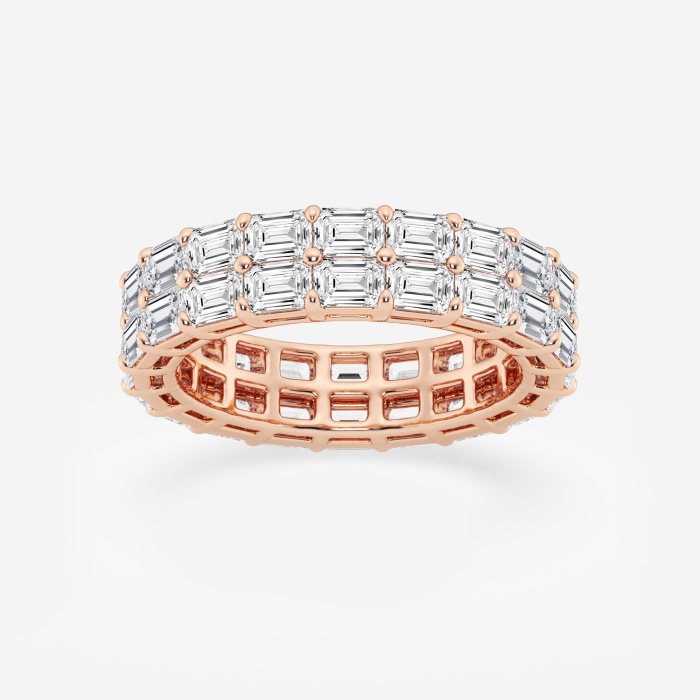4 ctw Emerald Lab Grown Diamond Double Row Eternity Band - 5.2mm Width