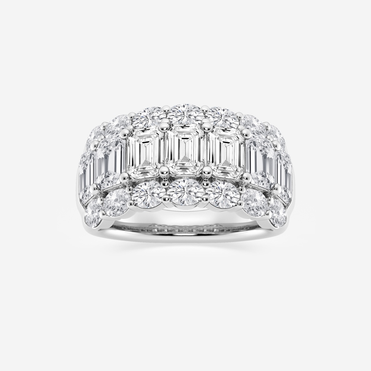 5 ctw Emerald Lab Grown Diamond Three Row Fashion Band