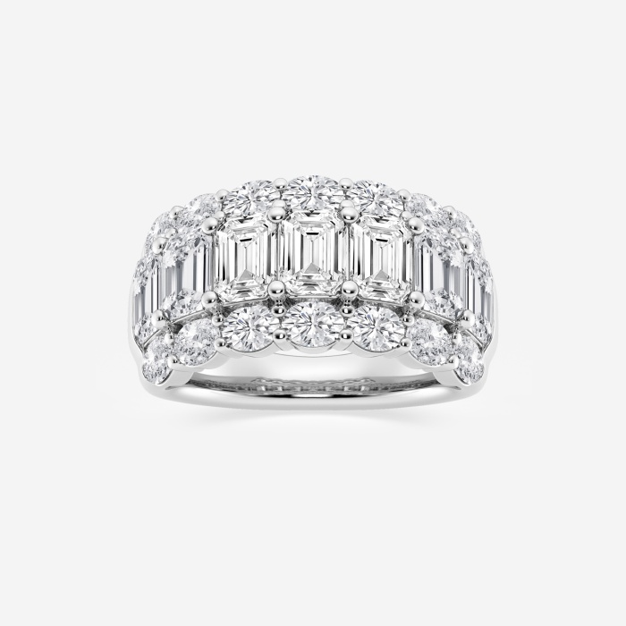 5 ctw Emerald Lab Grown Diamond Three Row Fashion Band