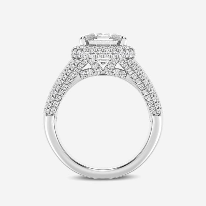 6 ctw Asscher Lab Grown Diamond Solitaire Engagement Ring with Round and Baguette Side Accents