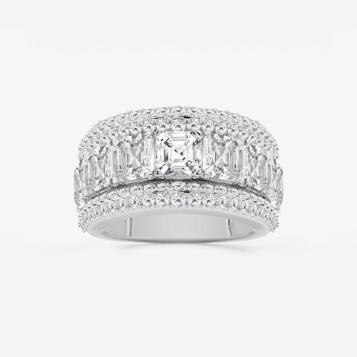 8 ctw Asscher Lab Grown Diamond Multi-Row Fashion Band