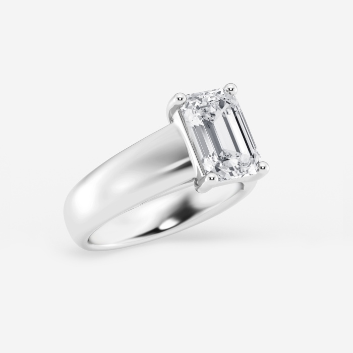 3 ctw Emerald Lab Grown Diamond Wide Shank Solitaire Engagement Ring