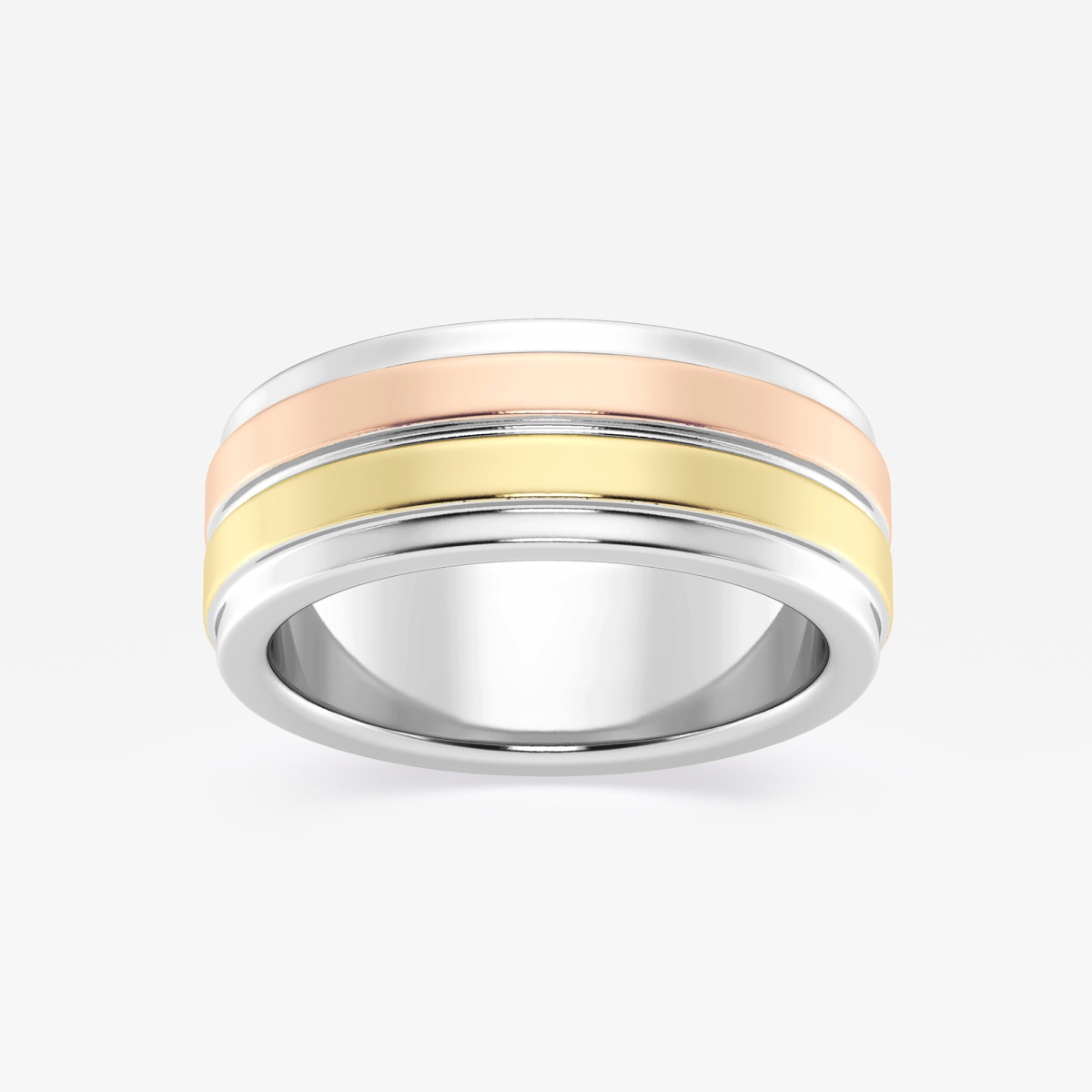 8mm Tri-Color Wedding Band
