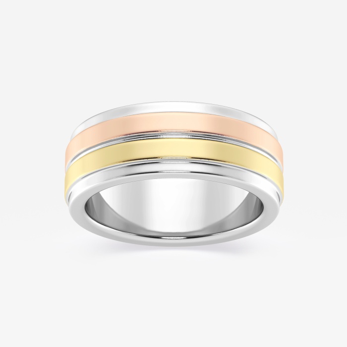 8mm Tri-Color Wedding Band