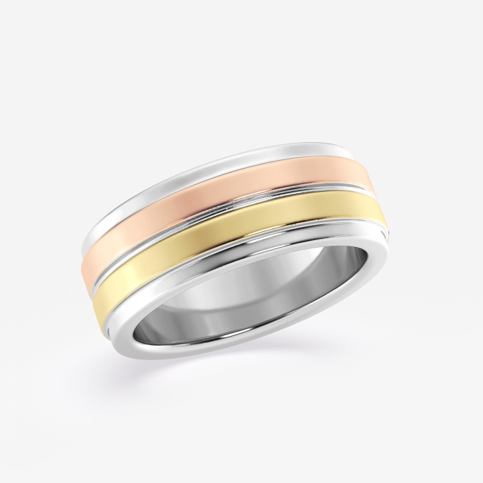8mm Tri-Color Wedding Band