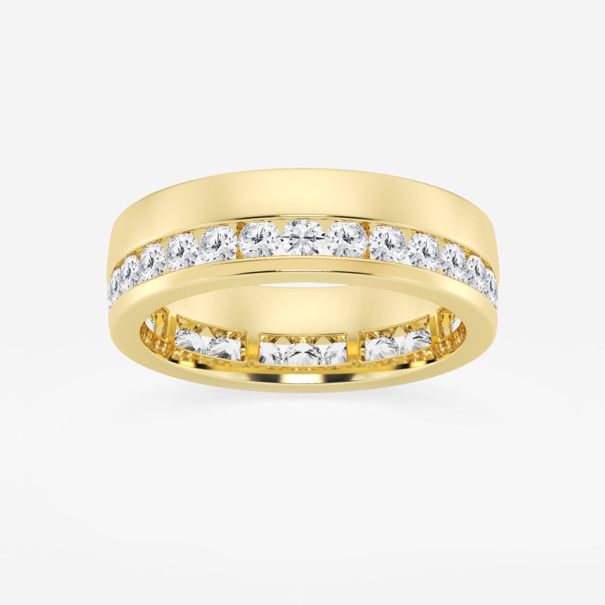 2 ctw Round Lab Grown Diamond High Polish Men\'s Eternity Band  - 6.7mm Width