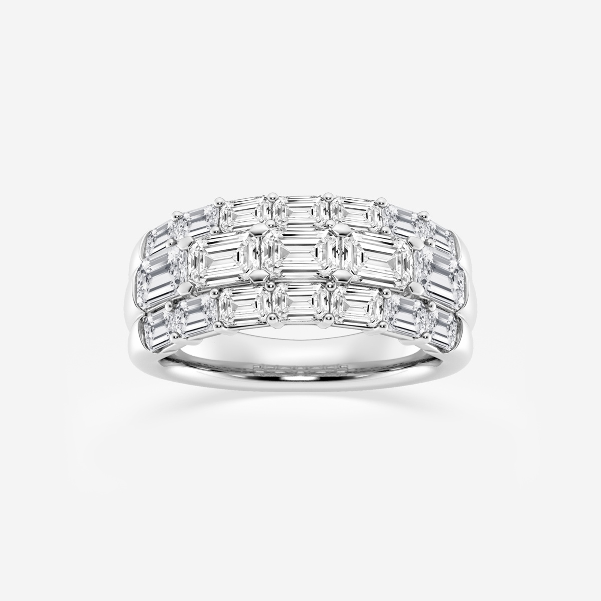3 1/6 ctw Emerald Lab Grown Diamond Three Row Fashion Band