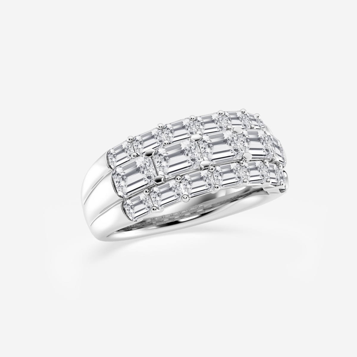 Additional Image 1 for  3 1/6 ctw Emerald Lab Grown Diamond Three Row Fashion Band