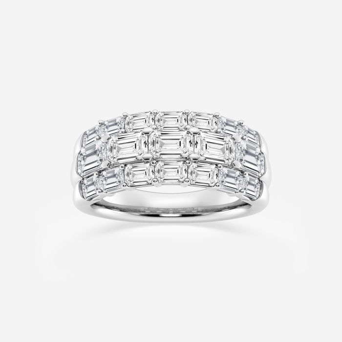 3 1/6 ctw Emerald Lab Grown Diamond Three Row Fashion Band