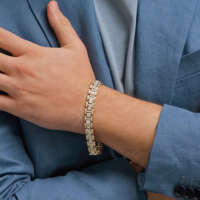 12 7/8 ctw Asscher and Round Lab Grown Diamond Link Bracelet