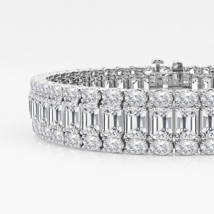 25 1/2 ctw Emerald Lab Grown Diamond Three Row Fashion Bracelet - 7 Inches