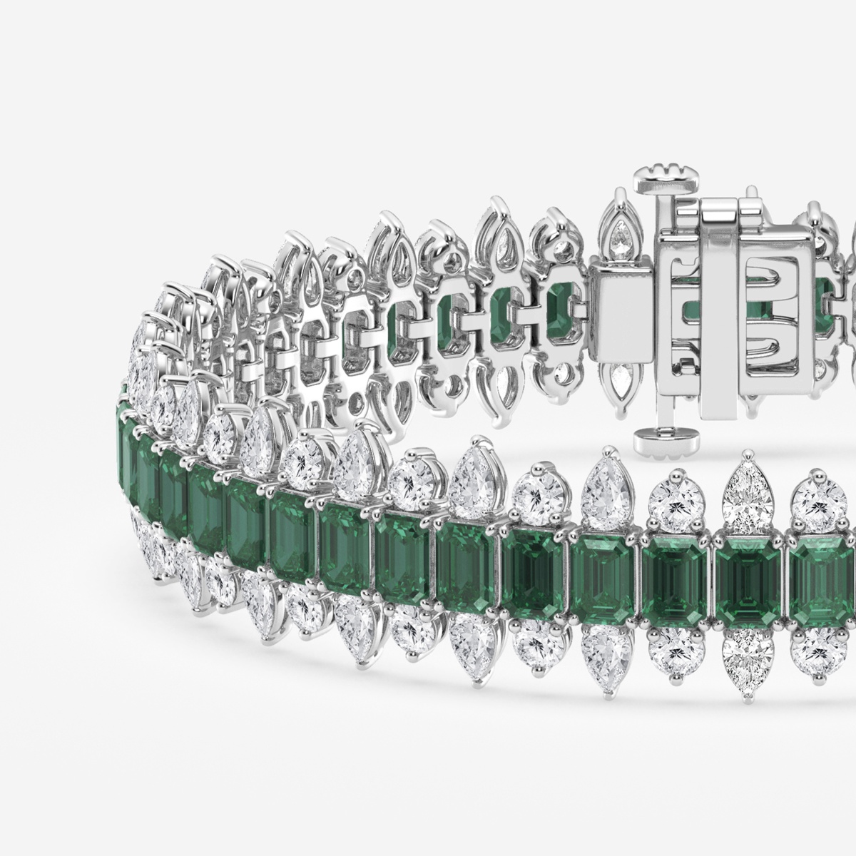 Additional Image 1 for  4.1x2.9 mm Created Emerald and 5 1/2 ctw Round and Pear Lab Grown Diamond Fashion Bracelet - 7 Inches