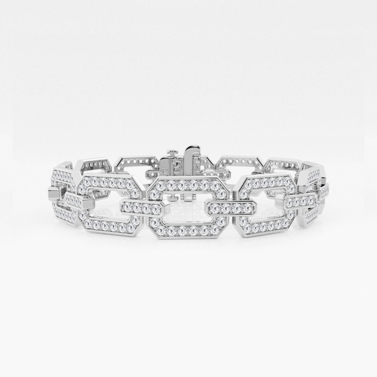 5 ctw Round Lab Grown Diamond Open Link Pave Fashion Bracelet - 7 Inches