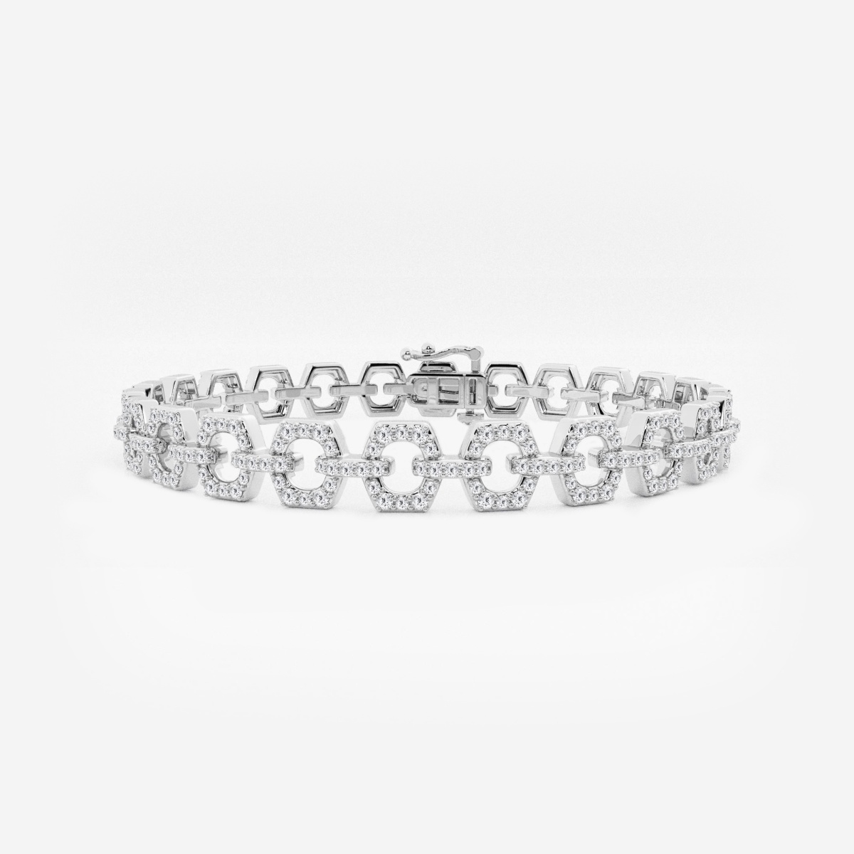1 7/8 ctw Round Lab Grown Diamond Hexagon Shape Open Link Fashion Bracelet - 7 Inches