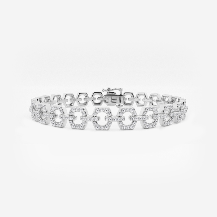 1 7/8 ctw Round Lab Grown Diamond Hexagon Shape Open Link Fashion Bracelet - 7 Inches