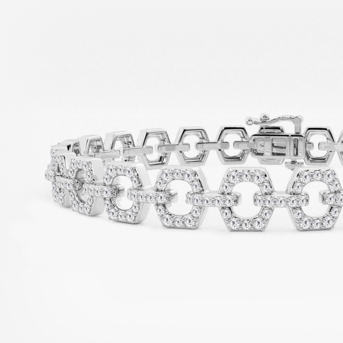 1 7/8 ctw Round Lab Grown Diamond Hexagon Shape Open Link Fashion Bracelet - 7 Inches