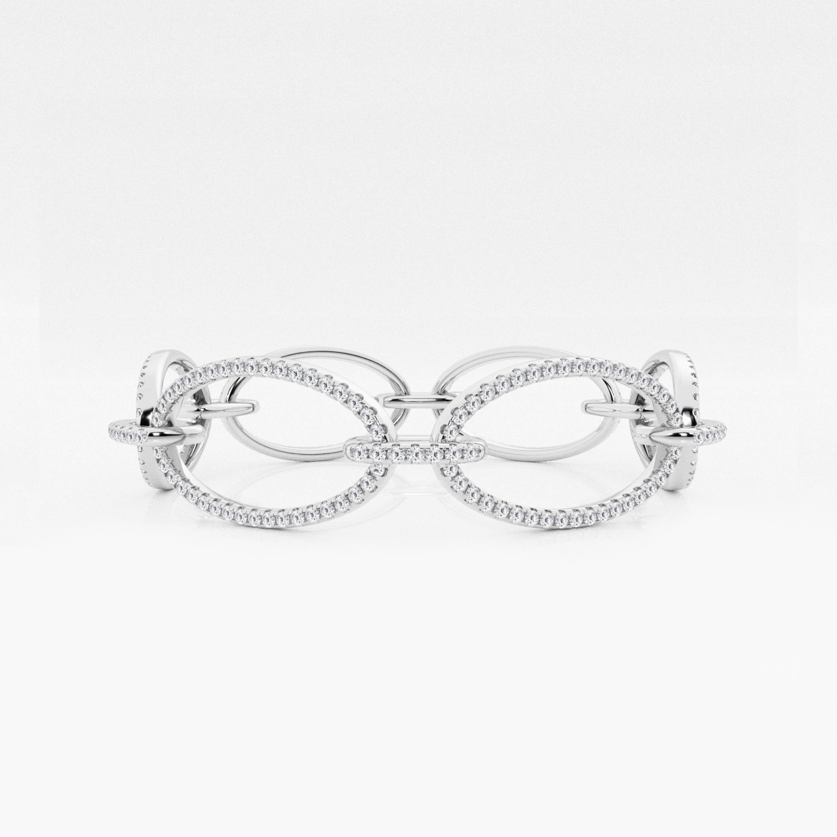 2 5/8 ctw Round Lab Grown Diamond Wide Oval Shape Link Fashion Bracelet - 7 Inches