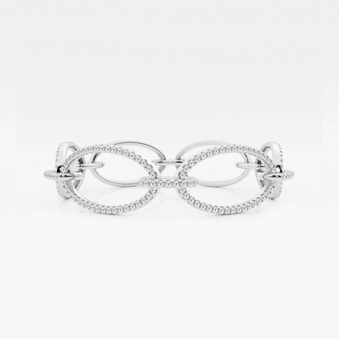 2 5/8 ctw Round Lab Grown Diamond Wide Oval Shape Link Fashion Bracelet - 7 Inches
